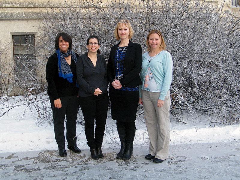 (l to r) Dr. Jill Bally, Dr. Alyssa Hayes, Dr. Shelley Spurr and Dr. Heather Exner-Pirot. Missing: Dr. Lorna Butler and Dr. Mary Ellen Andrews