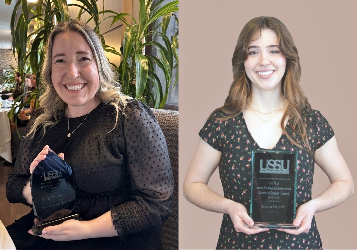 Michelle Patterson and Hanna Depeel holding their awards.